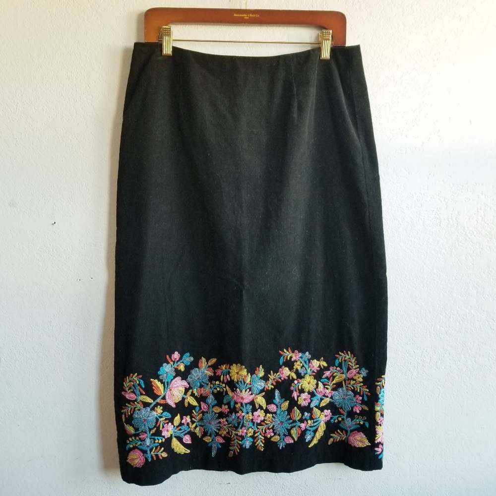 Vintage 90's Russell Kemp Black Corduroy Lined Skirt Size 12